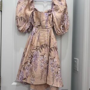 Zimmermann Lilac and Beige Floral Mini Dress Size 1